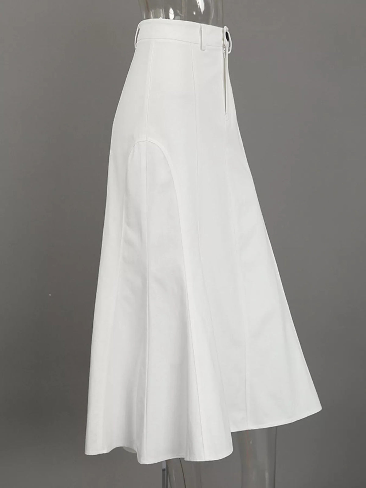 White High-Waisted Mermaid Midi Skirt