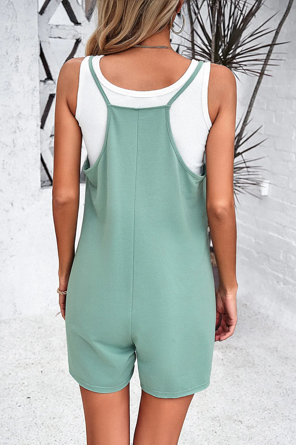 Spaghetti Strap Romper with Pockets by DY