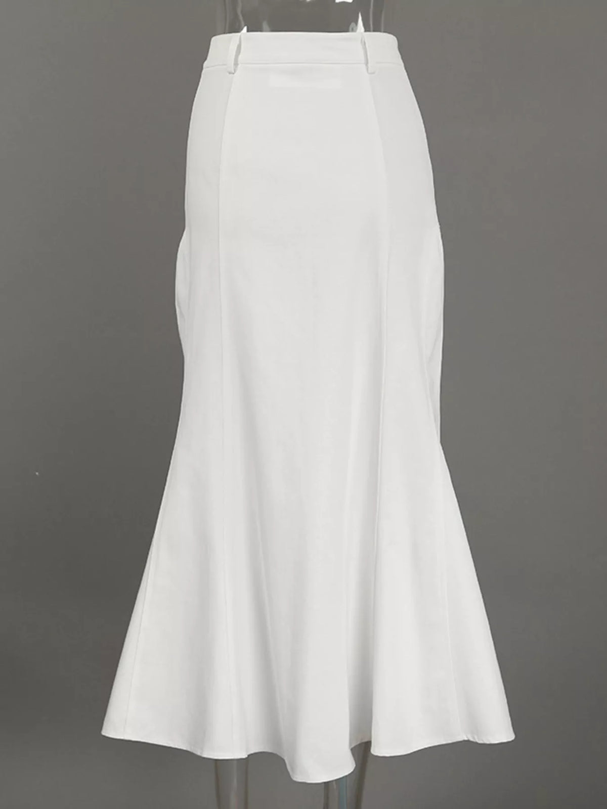 White High-Waisted Mermaid Midi Skirt