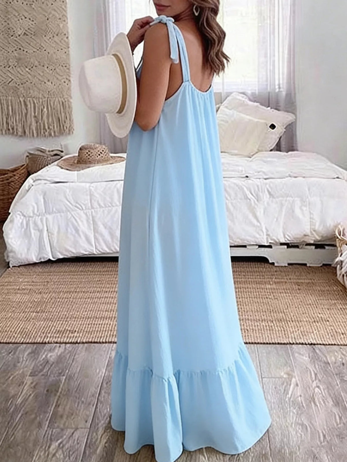 Sleeveless Tie Strap Maxi Dress