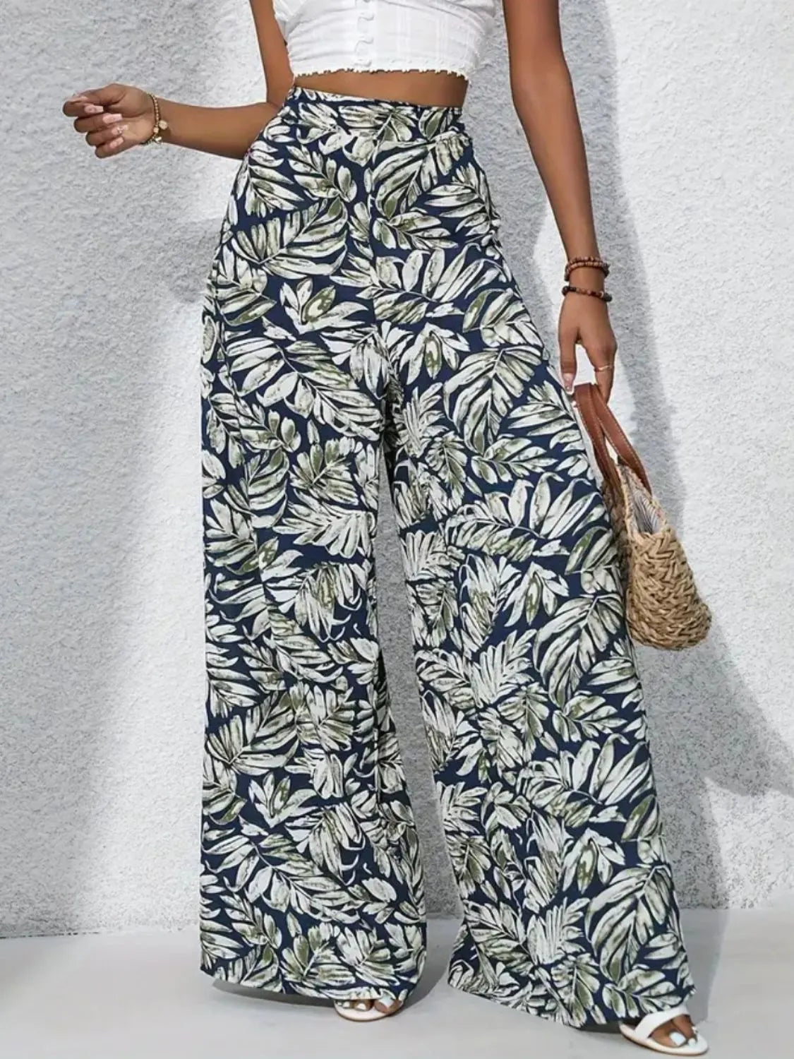 Printed High-Waist Wide Leg Pants