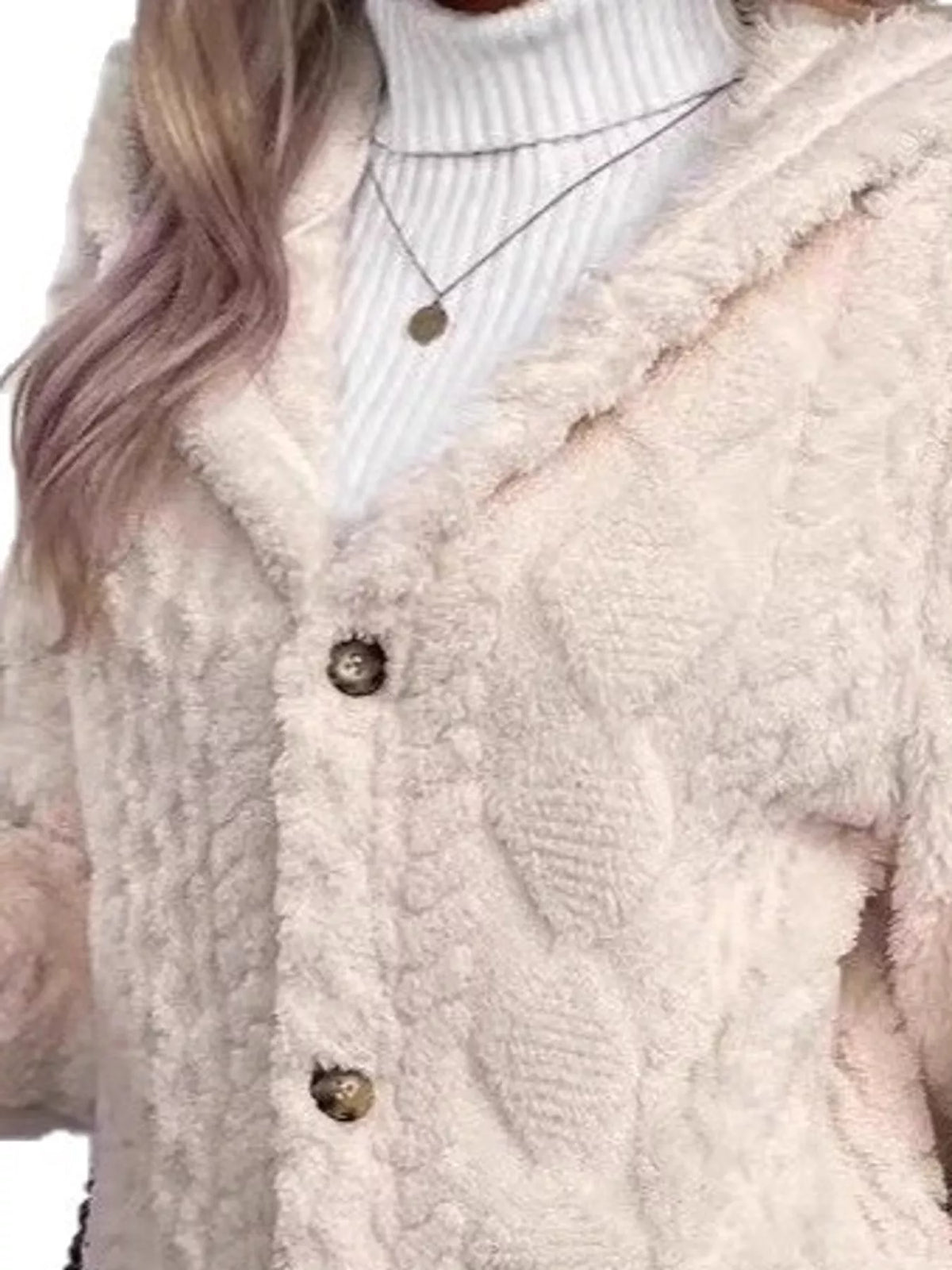 Cozy Cable-Knit Faux Fur Hooded Jacket