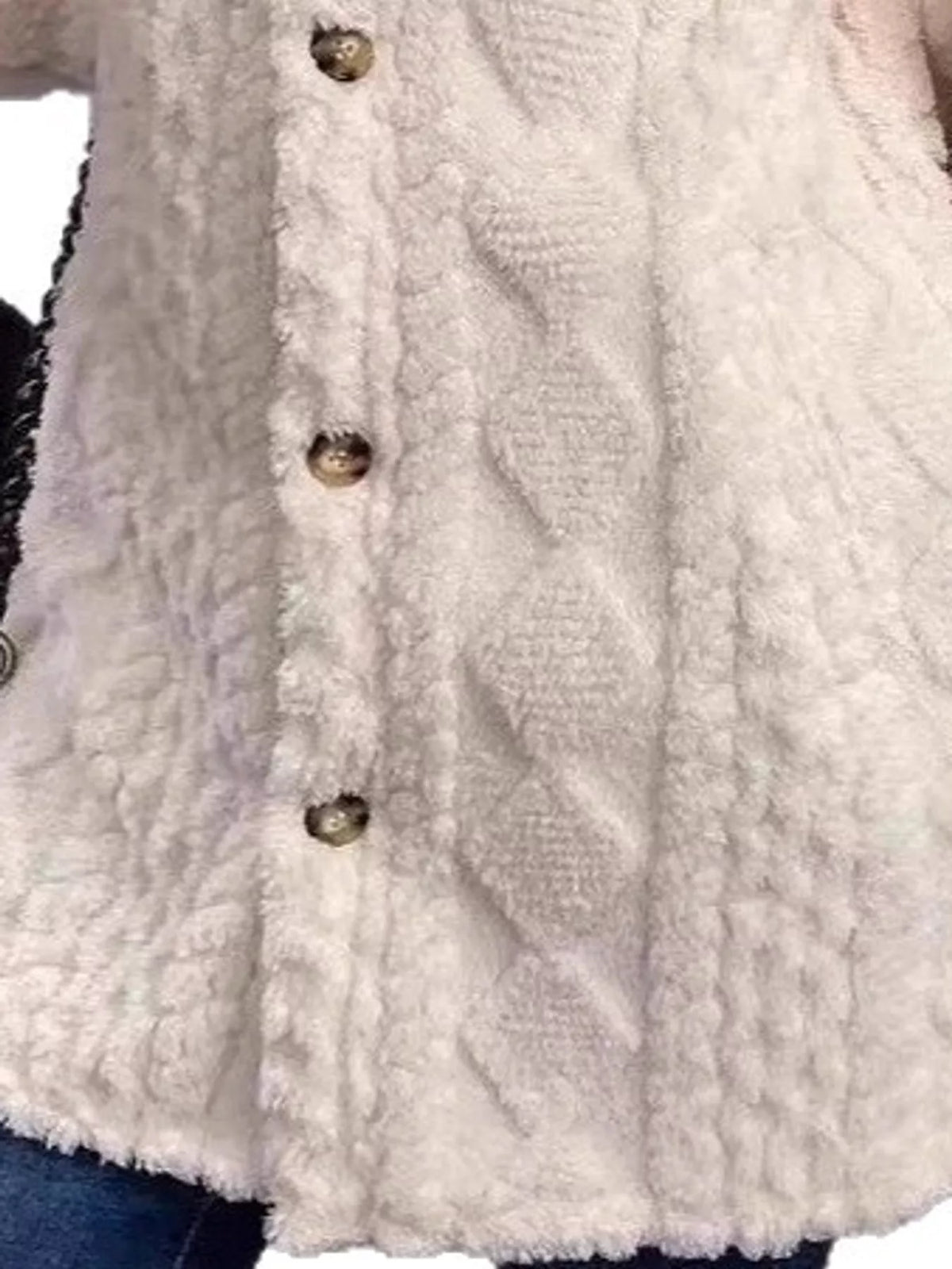 Cozy Cable-Knit Faux Fur Hooded Jacket