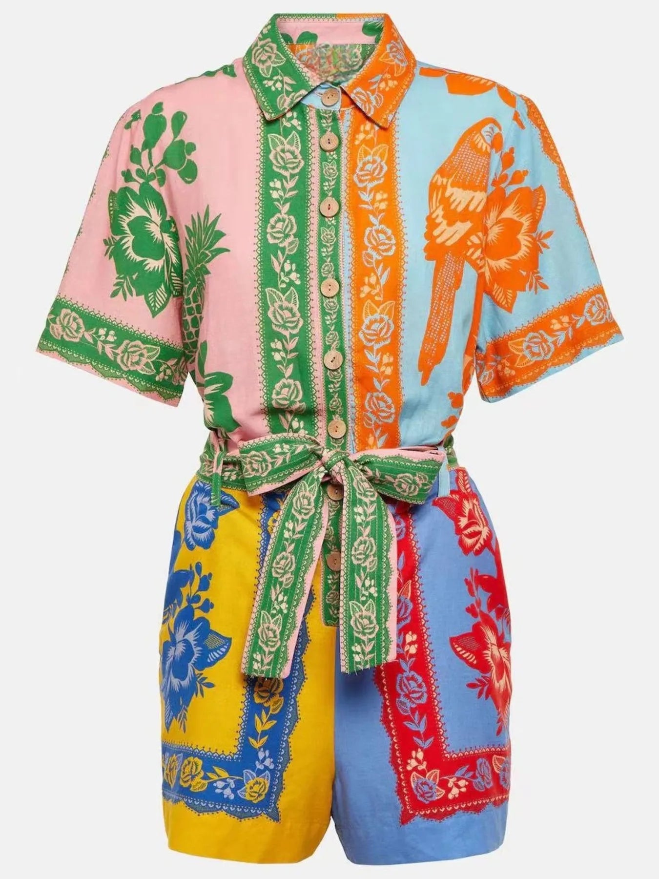 Tie-Waist Romper in Multicolor