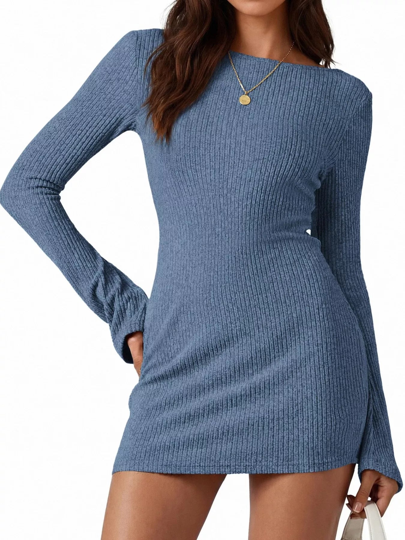Ribbed Knit Slim Fit Sweater Dress