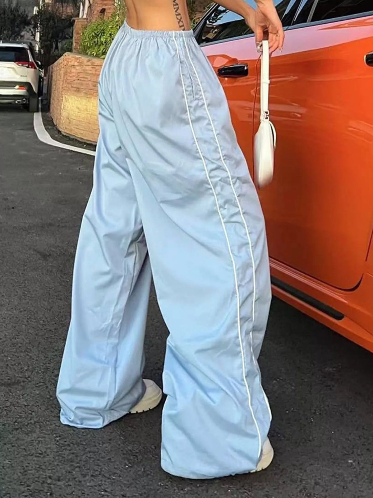 Elastic-Waist Wide Leg Pants