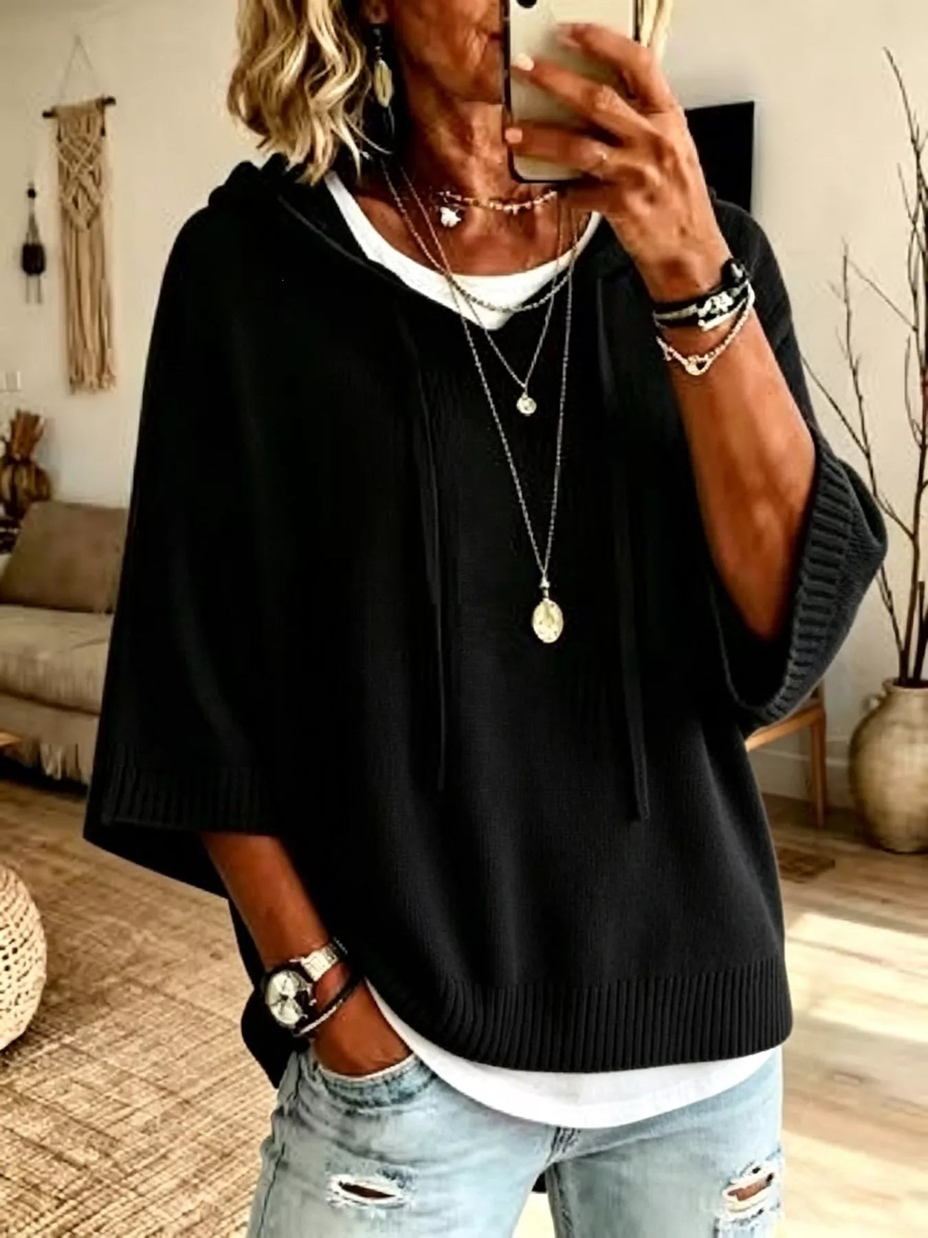 Drawstring Hooded Sweater