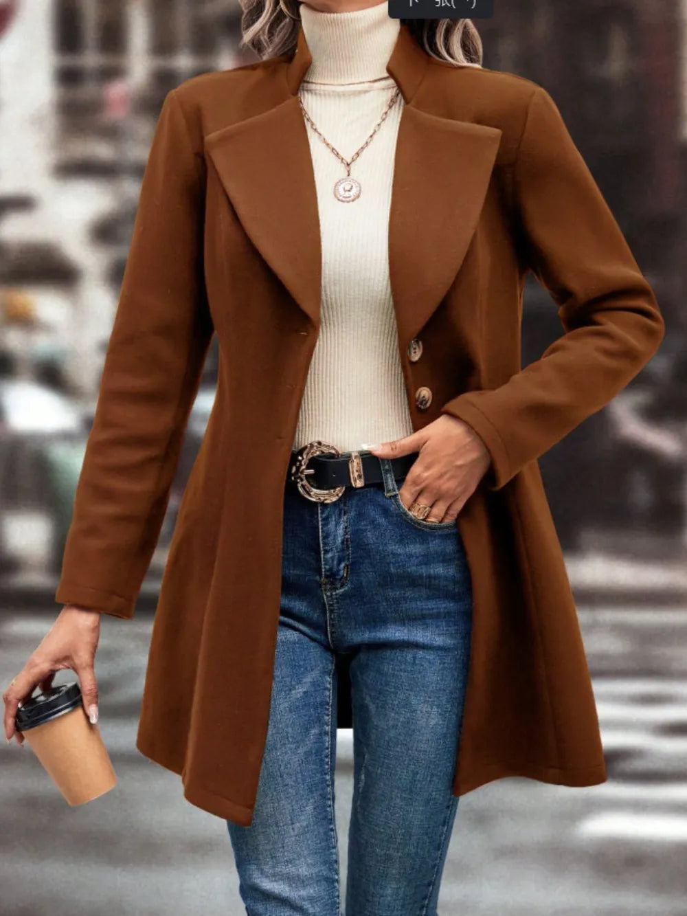 Collared Button-Up Long Sleeve Coat