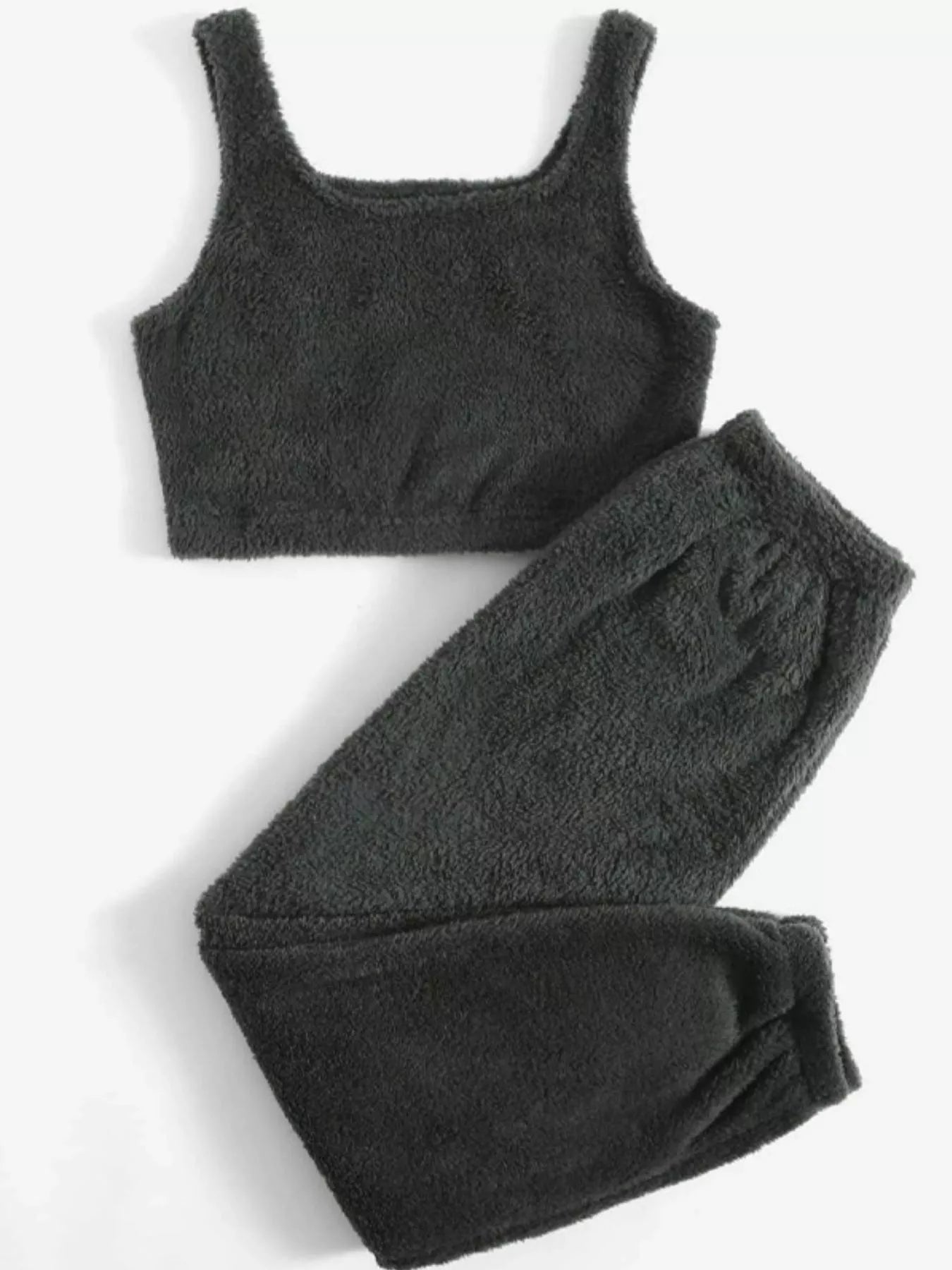Cozy Plush Cropped Tank and Pants Set