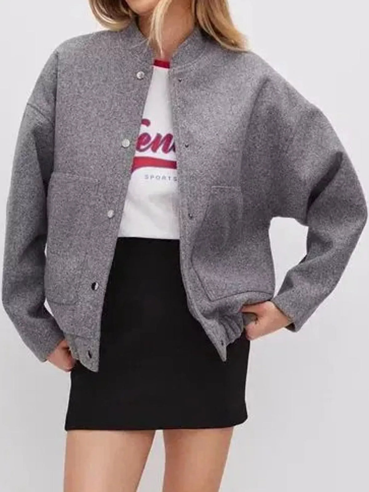Snap-Button Bomber Jacket by Prisca
