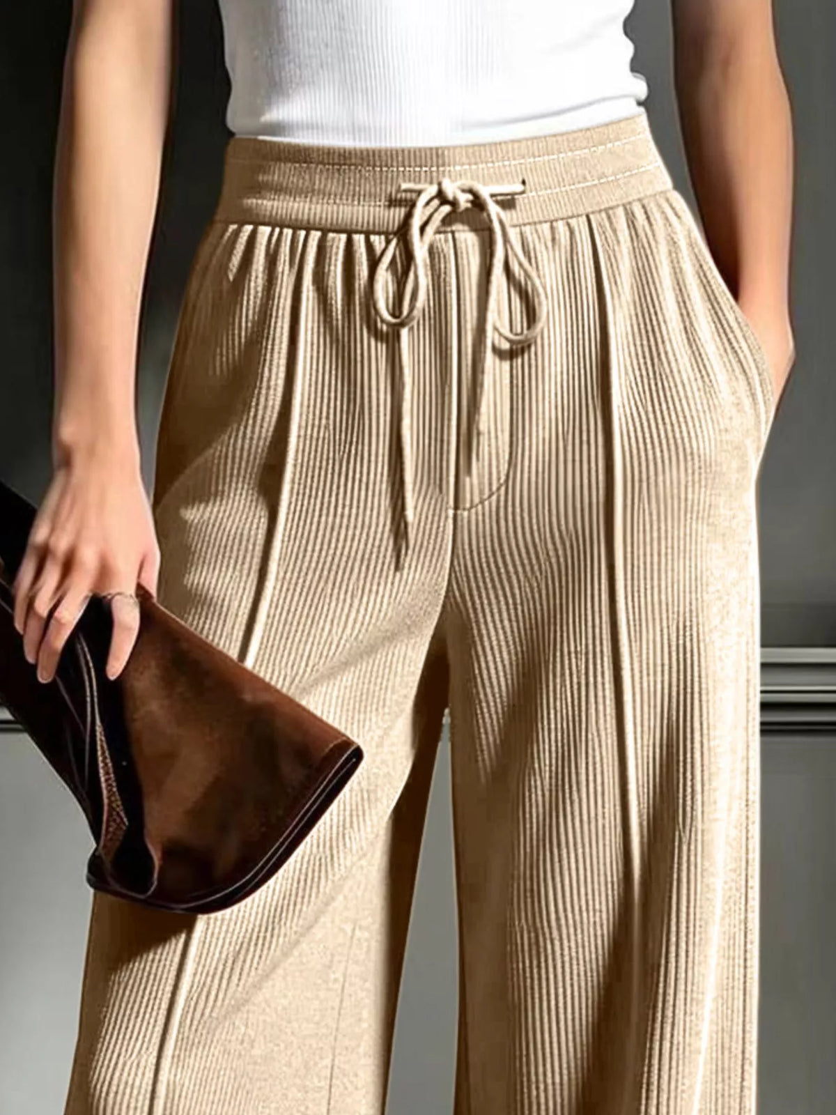 High-Waisted Wide-Leg Corduroy Pants
