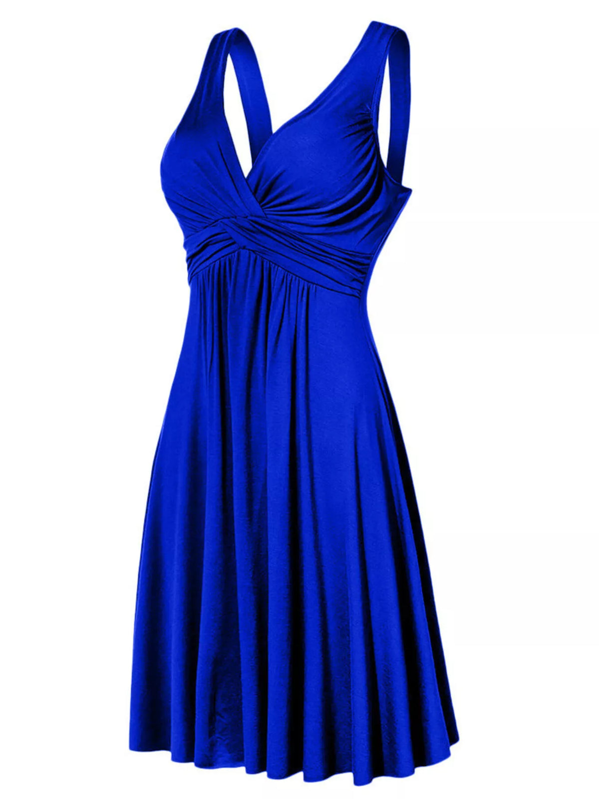 Twisted Sleeveless Ruched Waist A-Line Dress