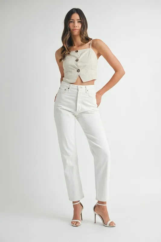Button-Down Tank Top in Oatmeal