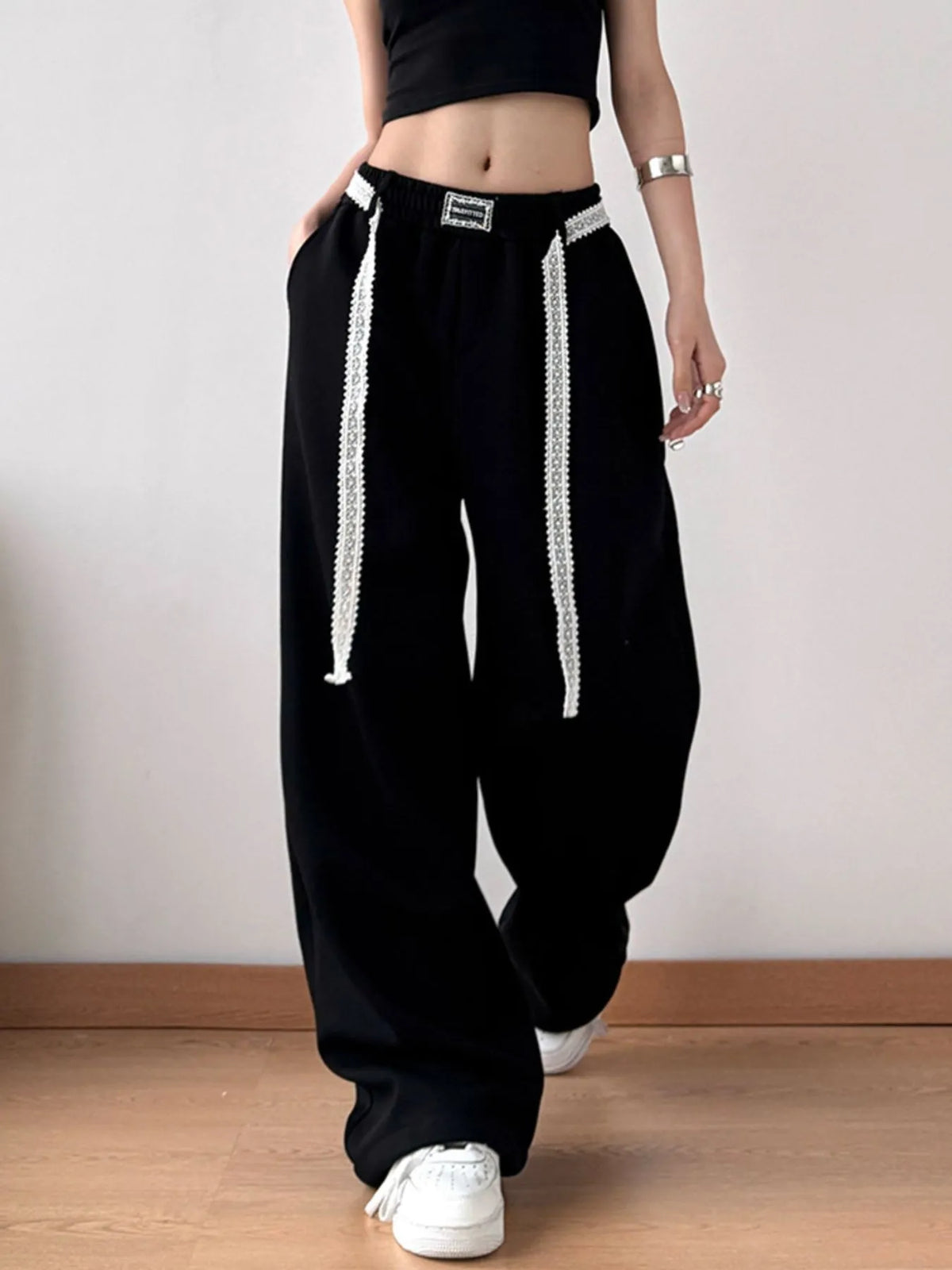 Oversized Elastic-Waist Wide-Leg Pants