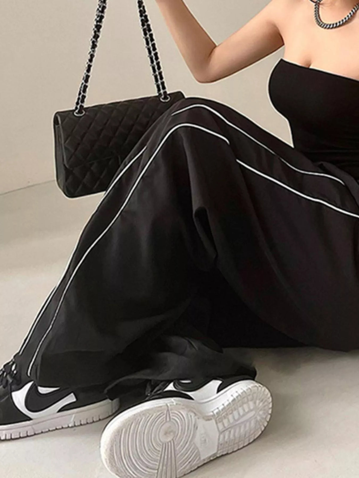 Elastic-Waist Wide Leg Pants
