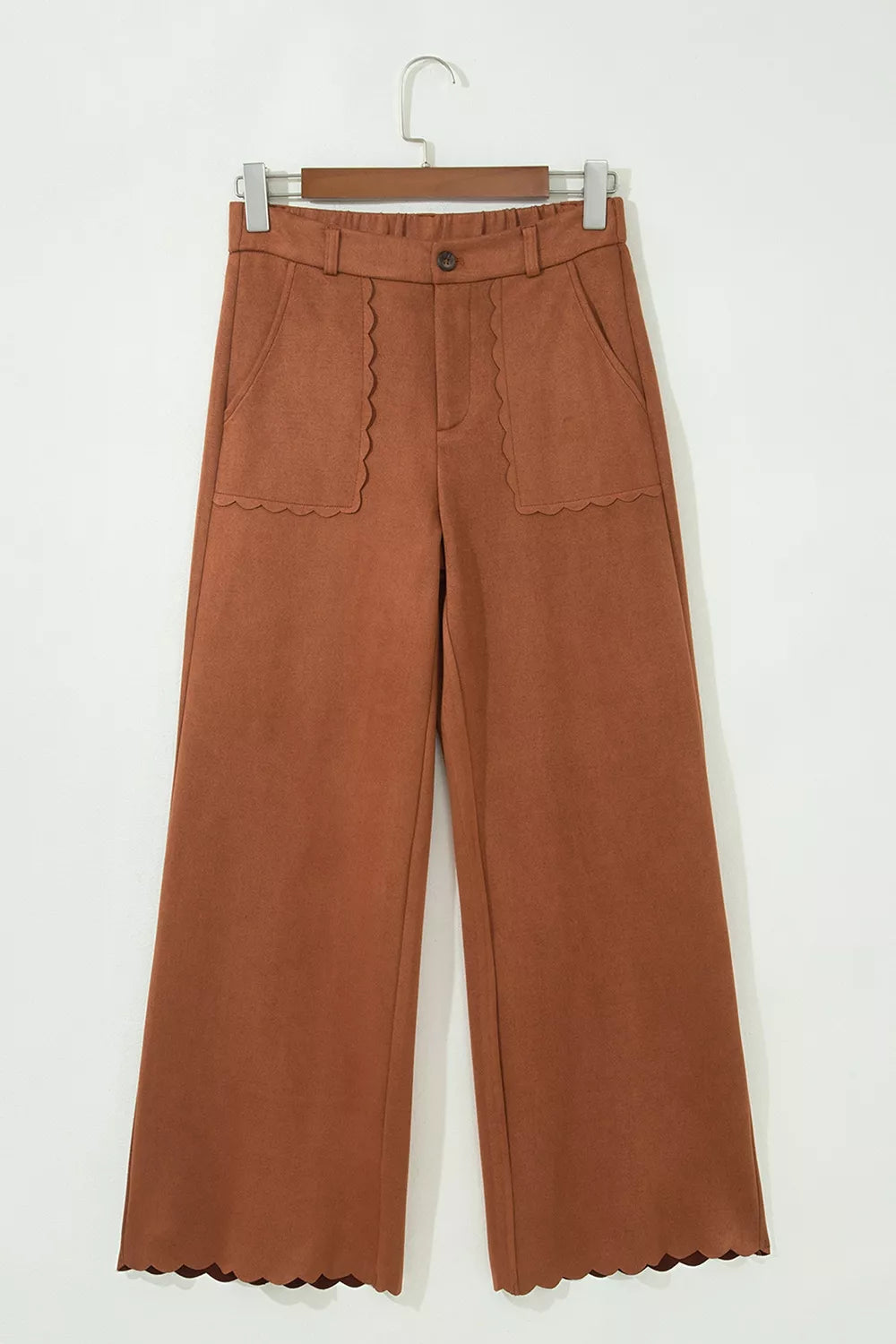 Scalloped Pocket Pants in Caramel