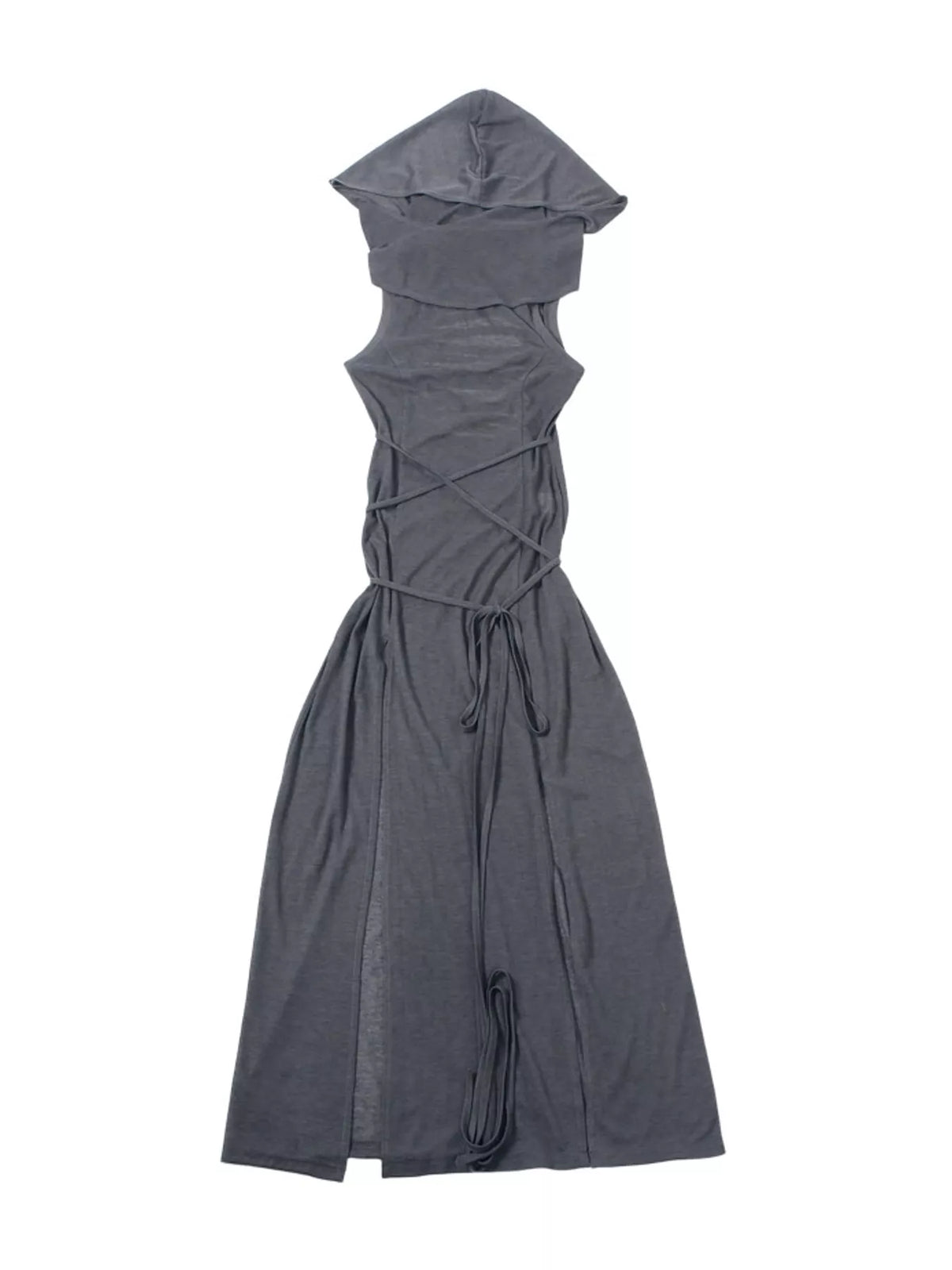Sleeveless High-Slit Hooded Maxi Dress