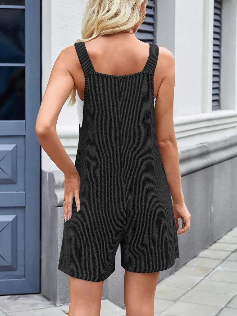Knotted Strap Scoop Neck Overalls