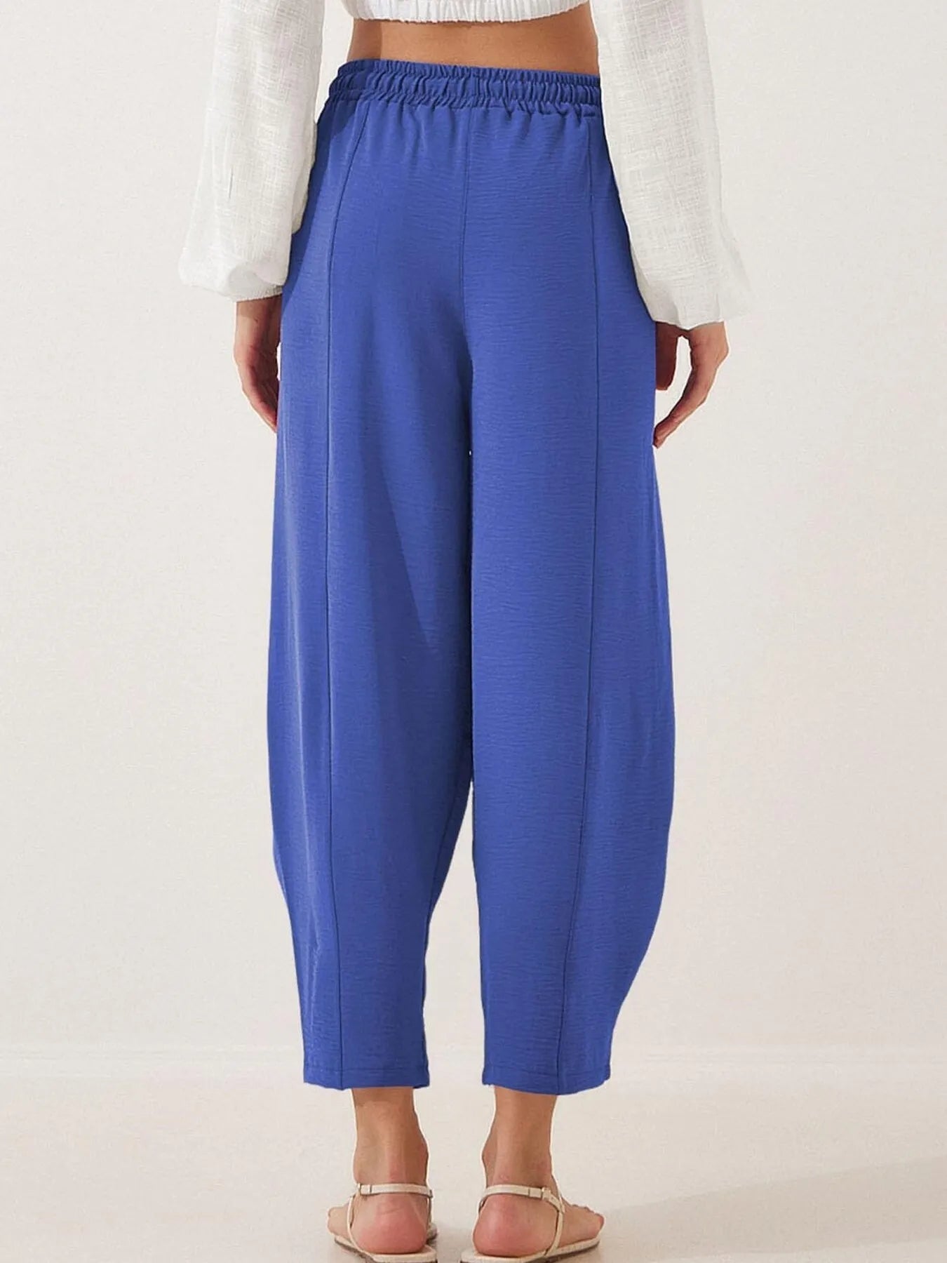 Drawstring Wide Leg Cropped Pants