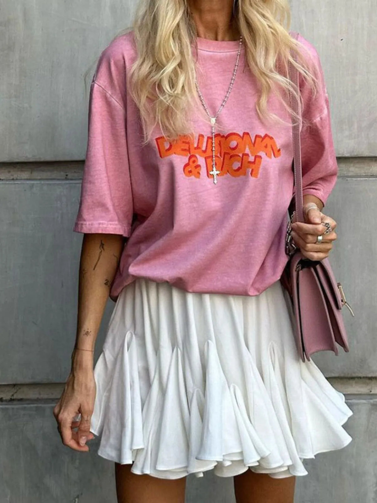 Ruffled-Hem Elastic Waist Skirt