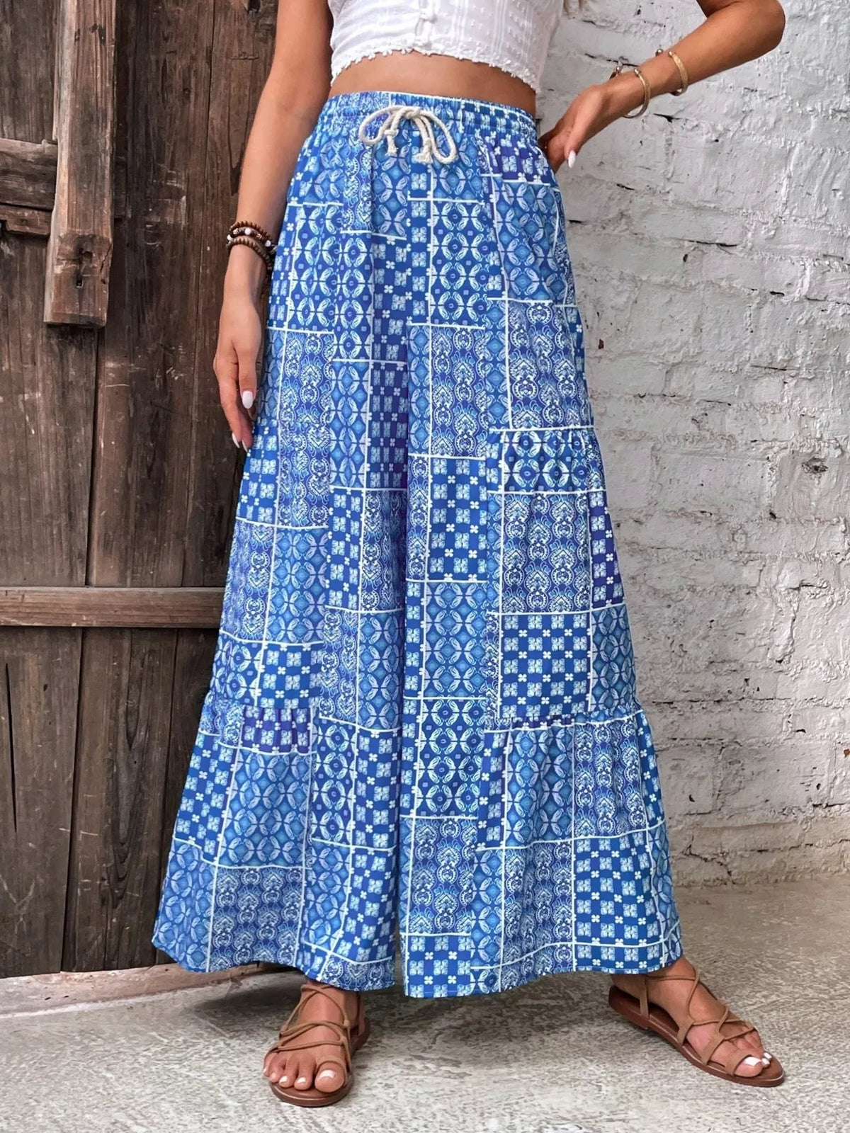 High-Waisted Wide-Leg Pants in Blue