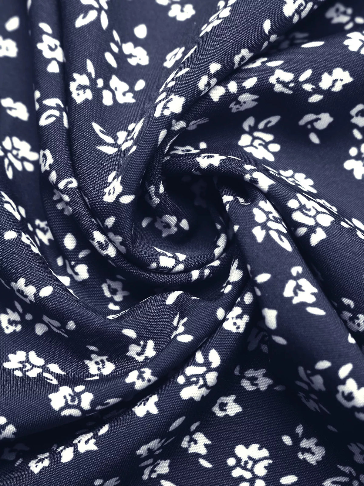 Floral Print Lace Trim Maxi Dress in Navy