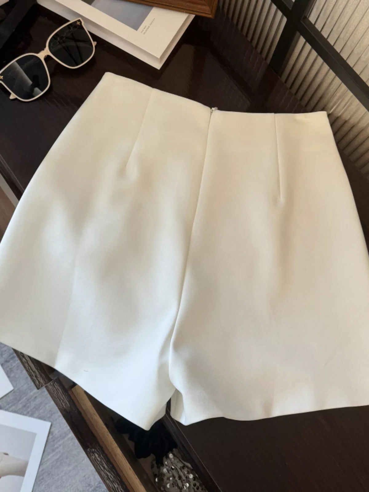High Waist Shorts with Zip Closure