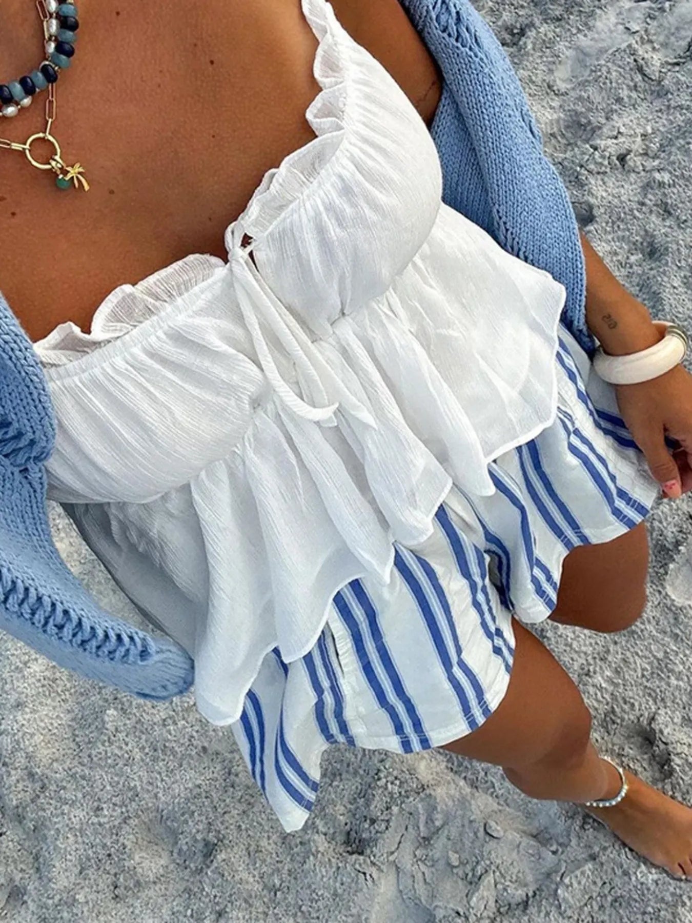 Striped High-Waist Summer Shorts