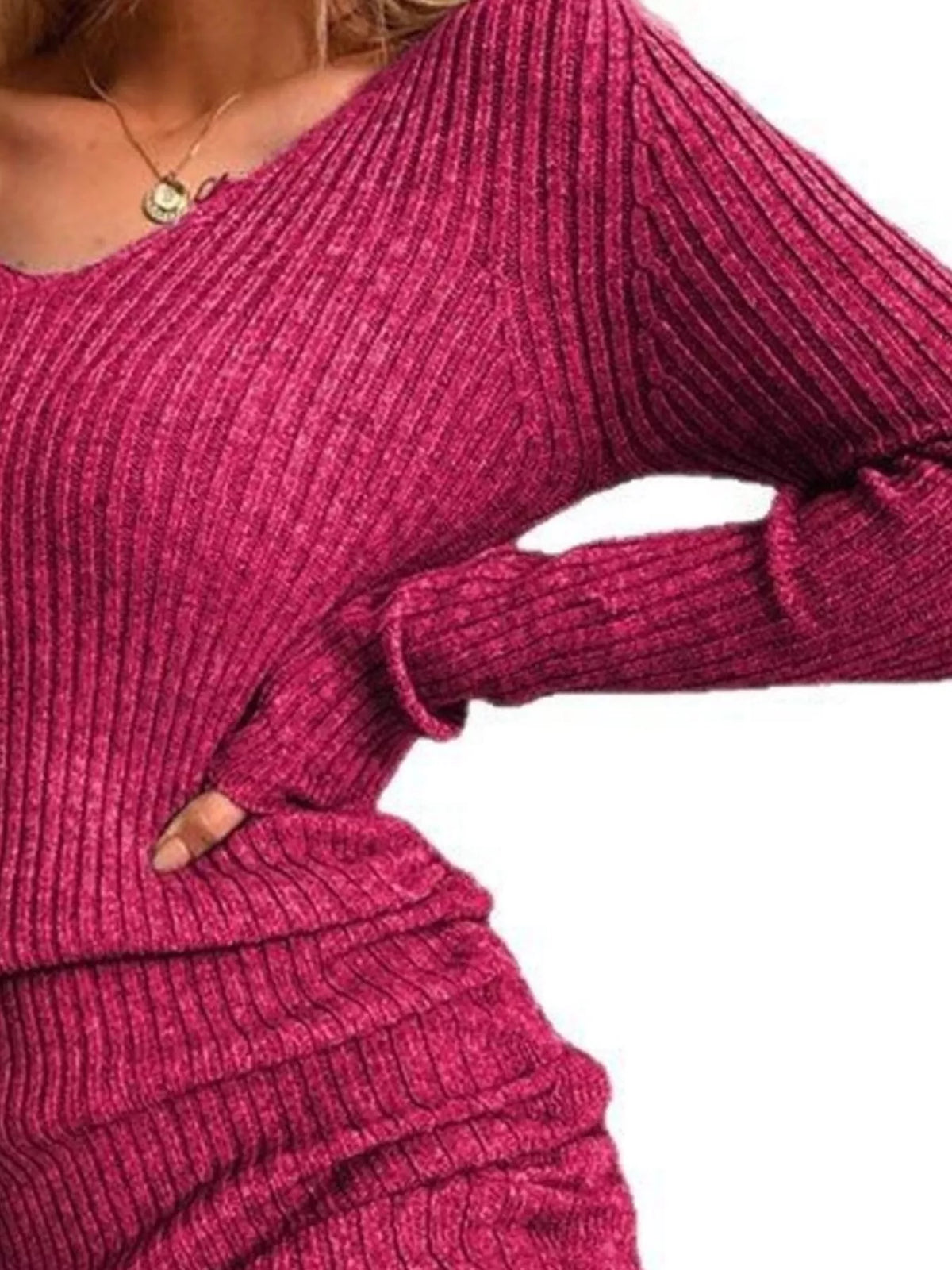 Ribbed Knit Drawstring Bodycon Sweater Dress