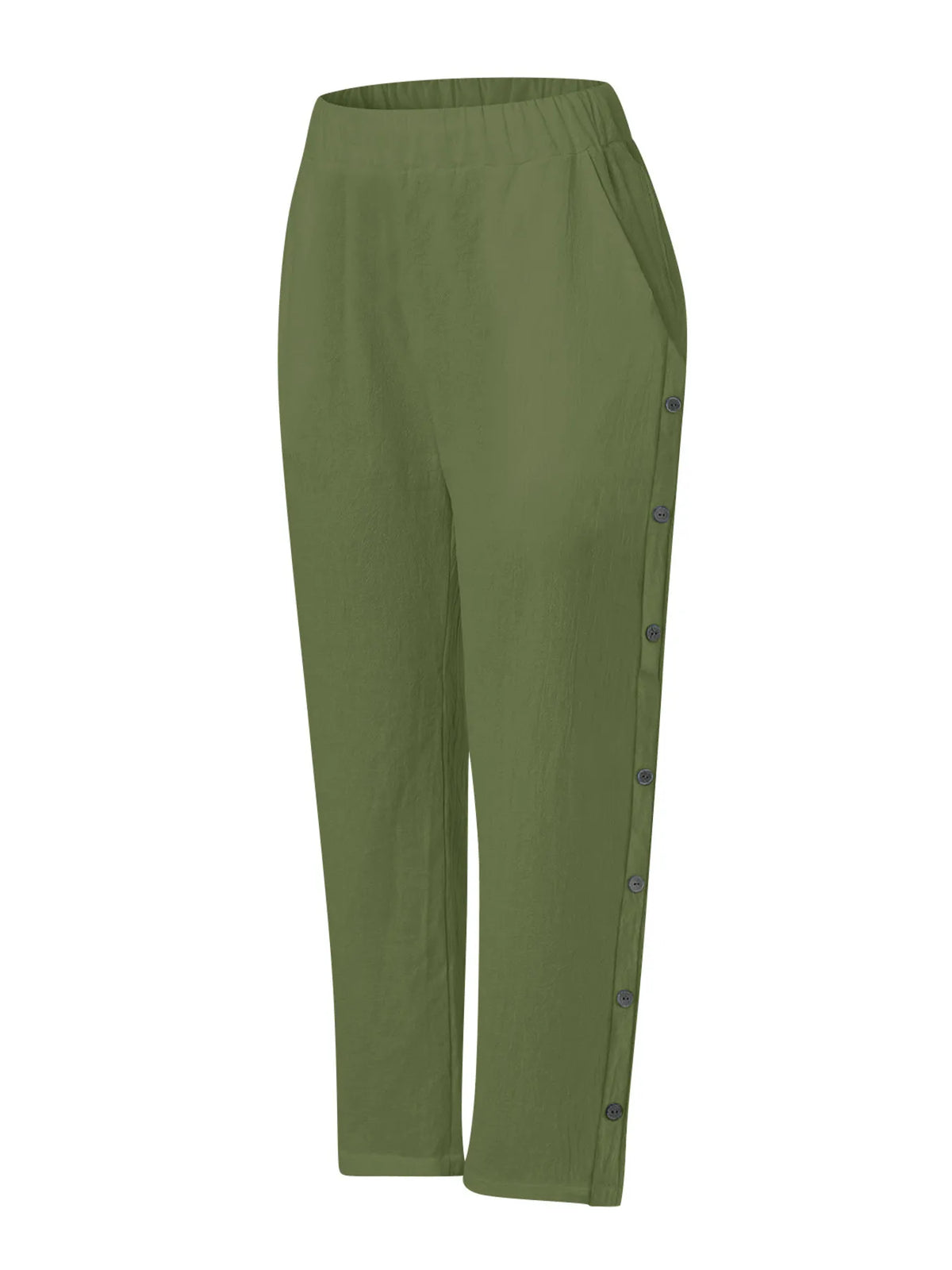 Side Button Wide Leg Pants, Plus Size