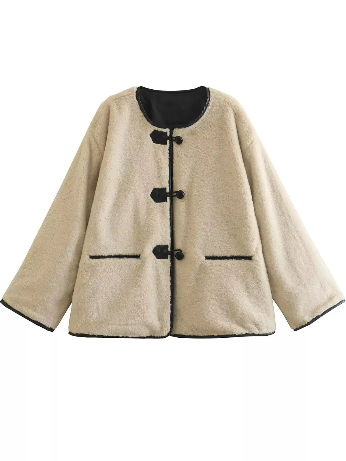 Faux Shearling Toggle Coat in As Pictured