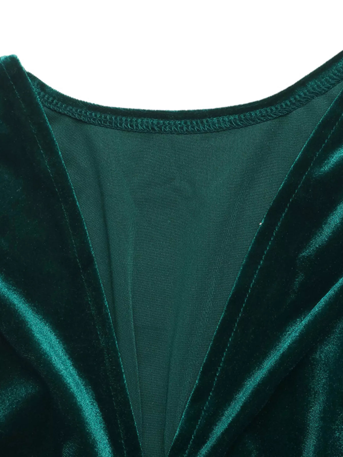 Velvet V-Neck Maxi Dress in Green
