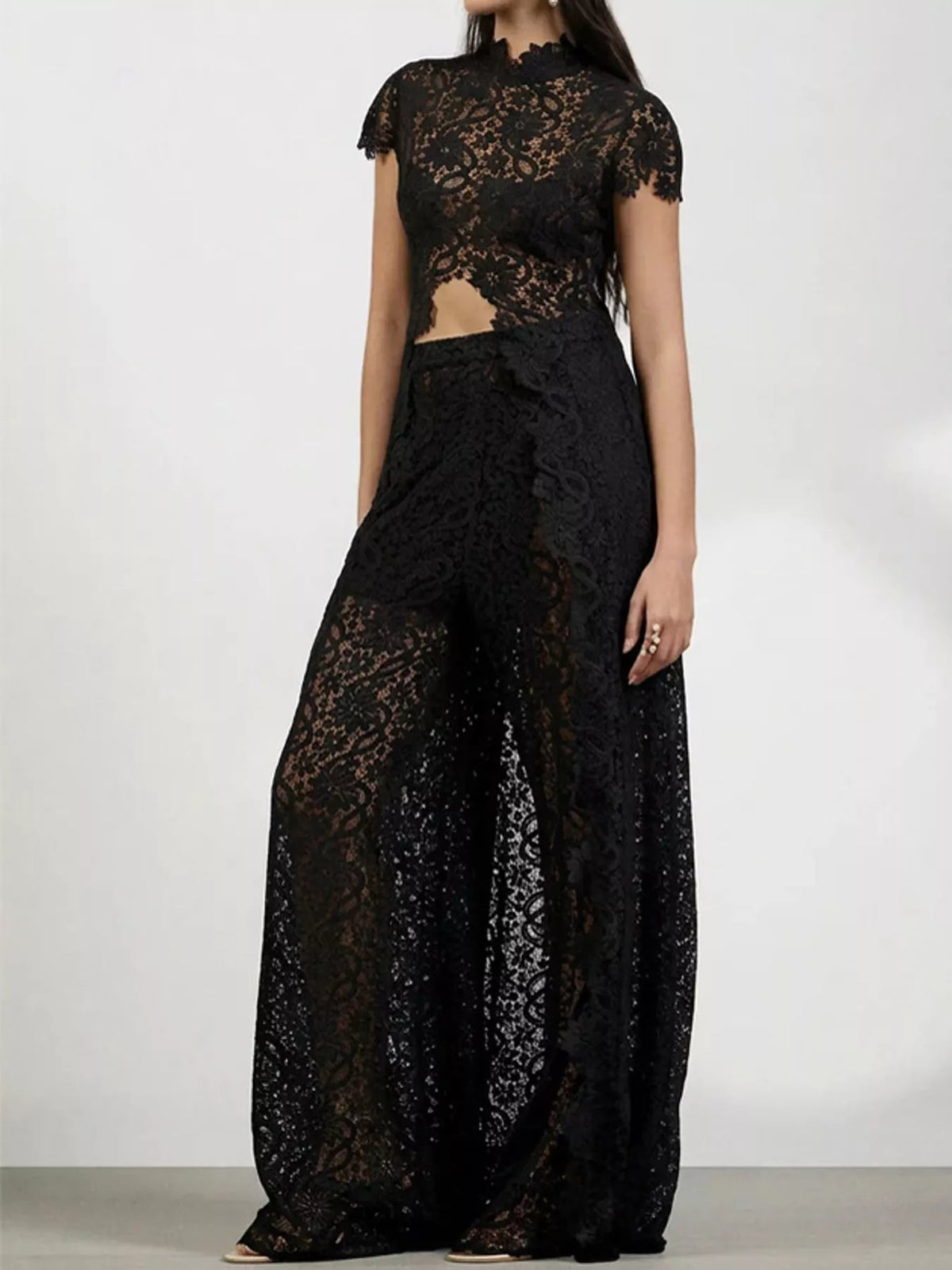 Openwork Lace Top and Pants Set