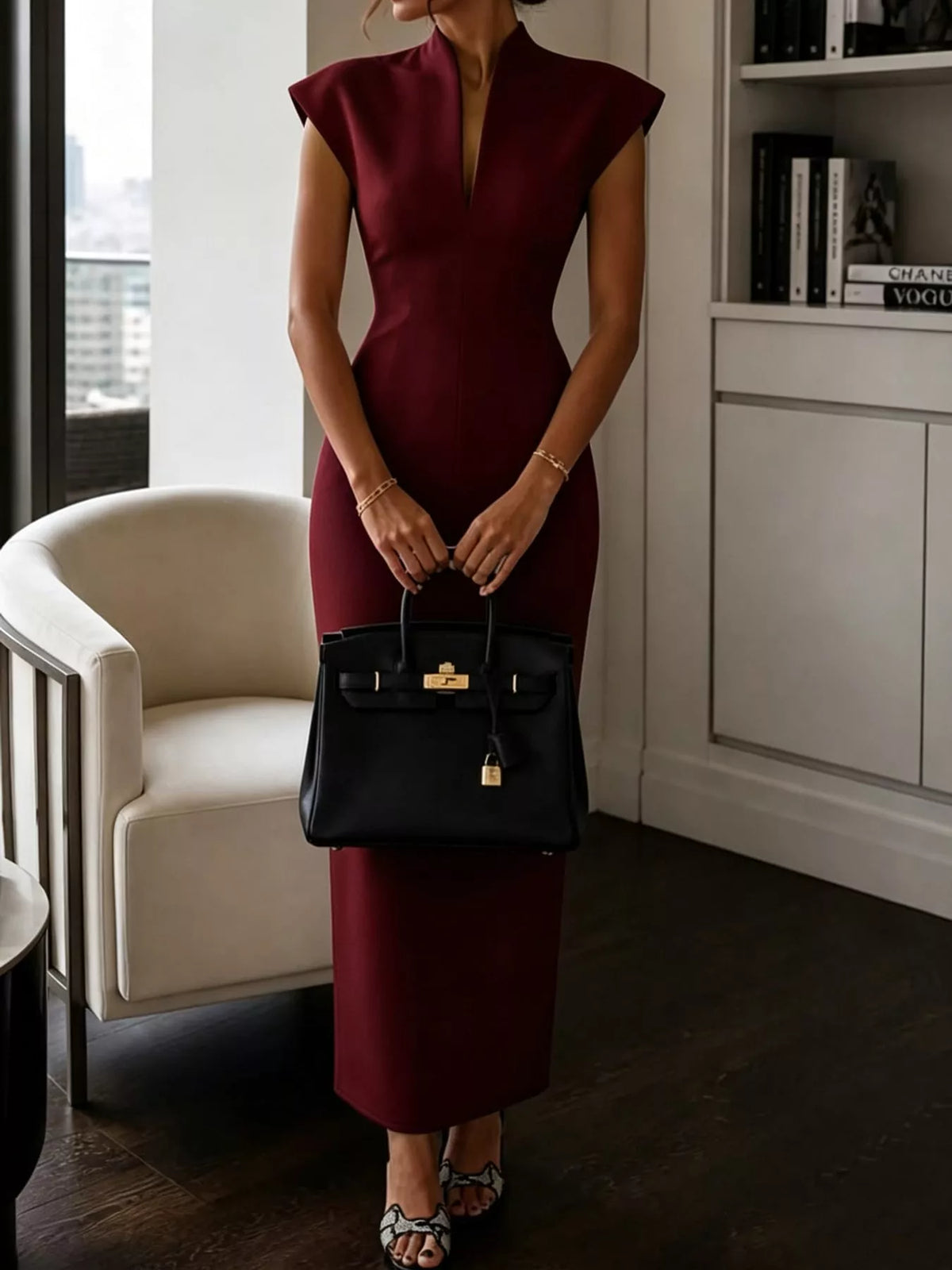 Slit Sleeveless Bodycon Midi Dress