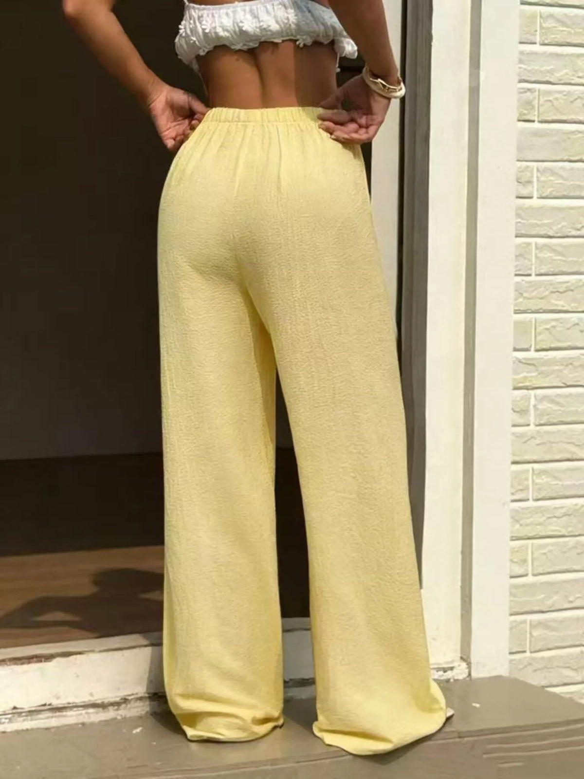 Plus Size Drawstring Wide Leg Pants