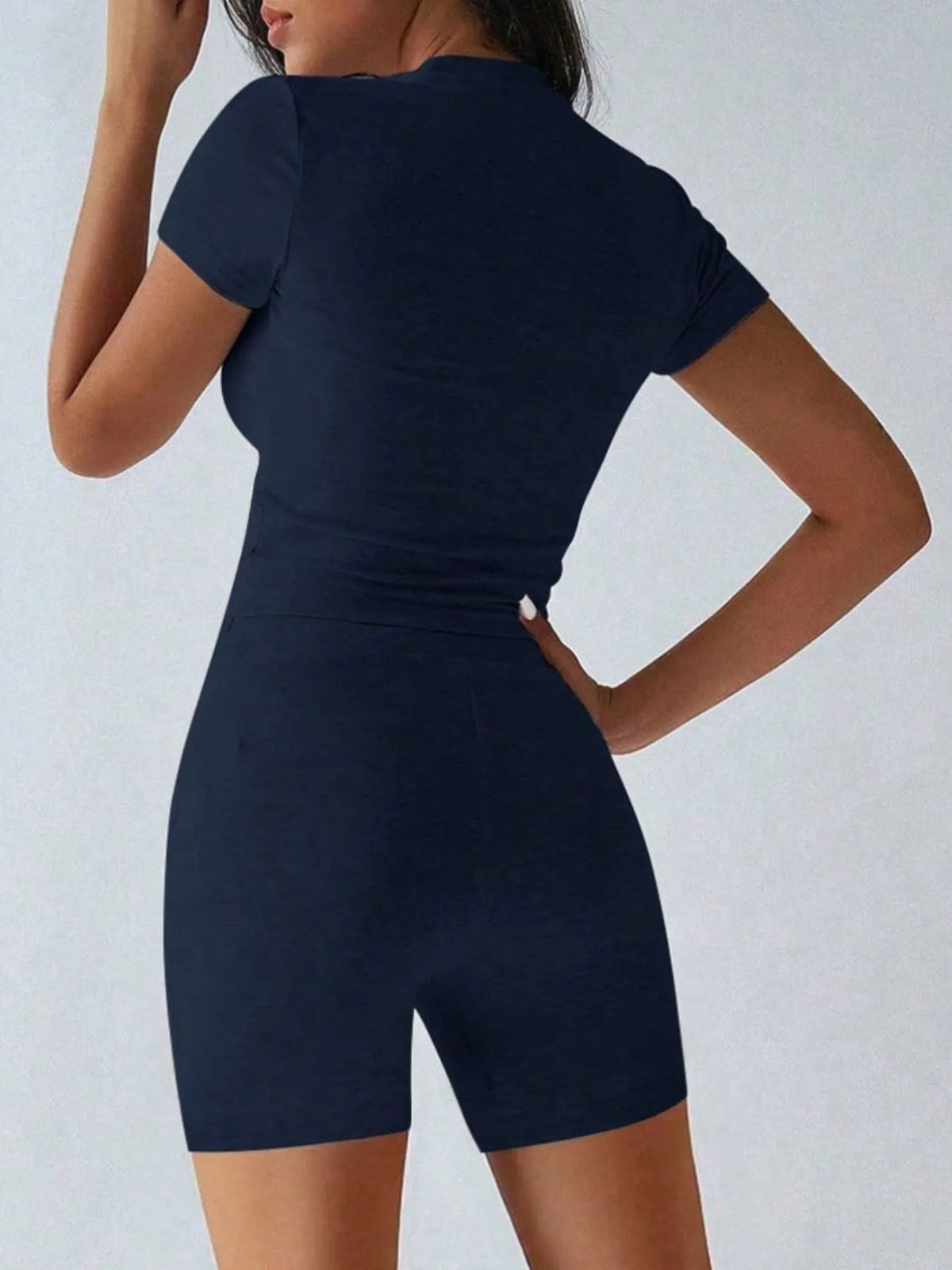 Ribbed Round Neck Top and Shorts Set
