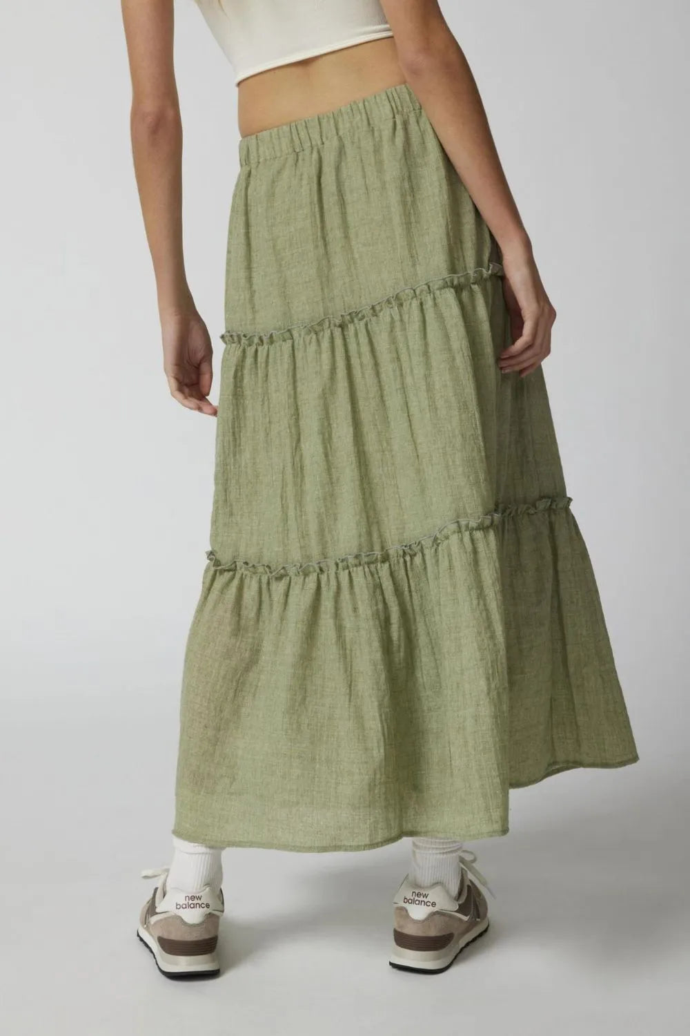Frill Elastic Waist Skirt by Mystique Q