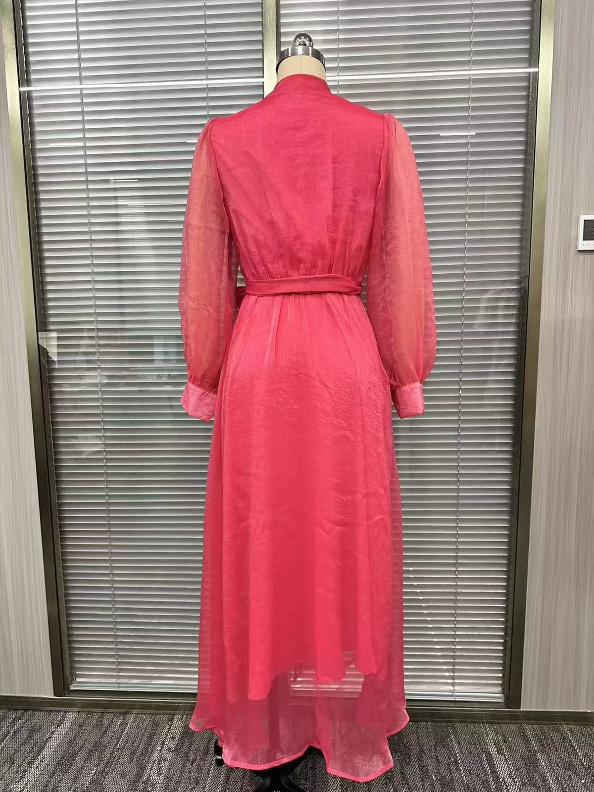 Chiffon Wrap Maxi Dress in Strawberry