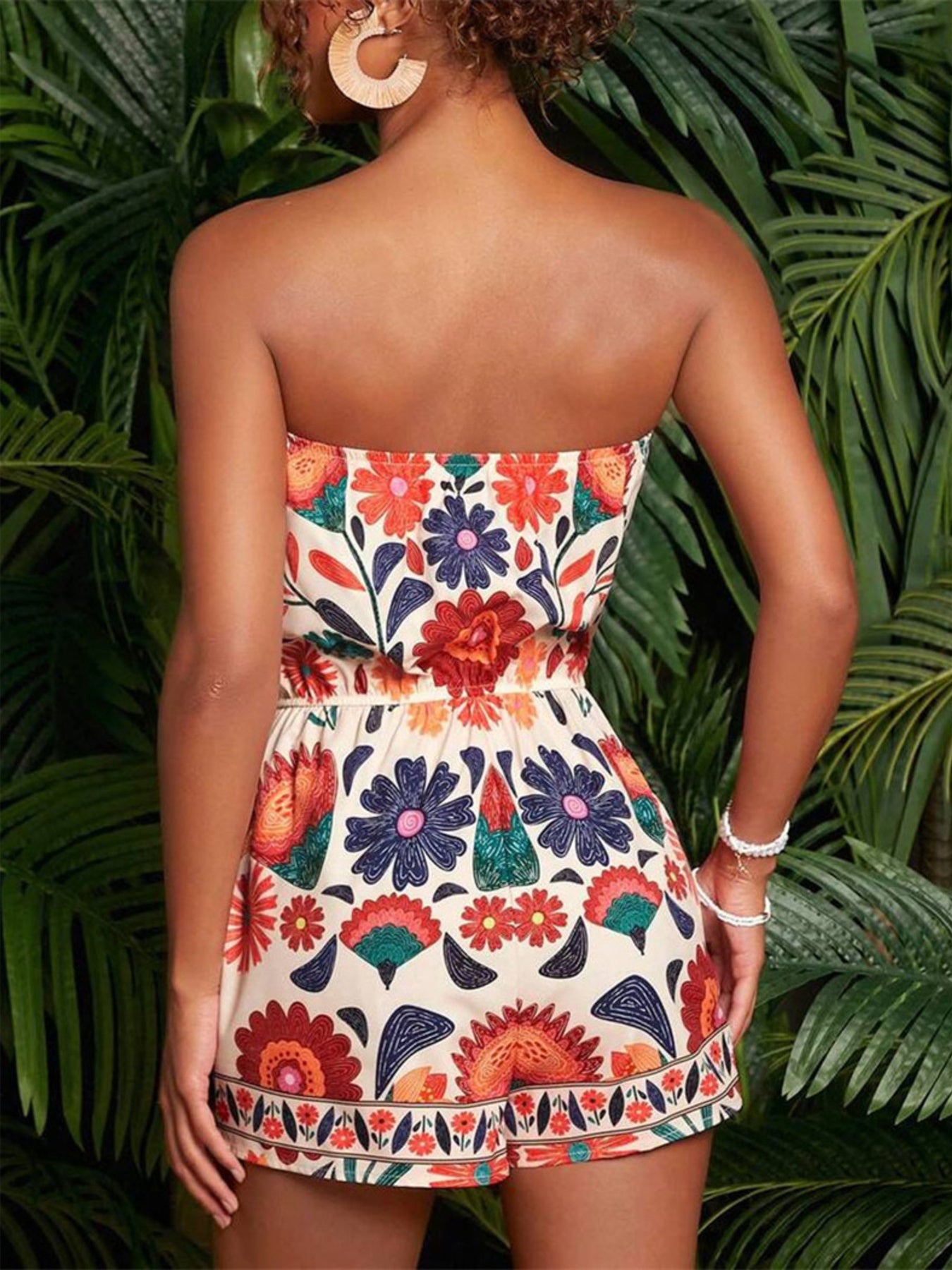 Floral Print Strapless Romper