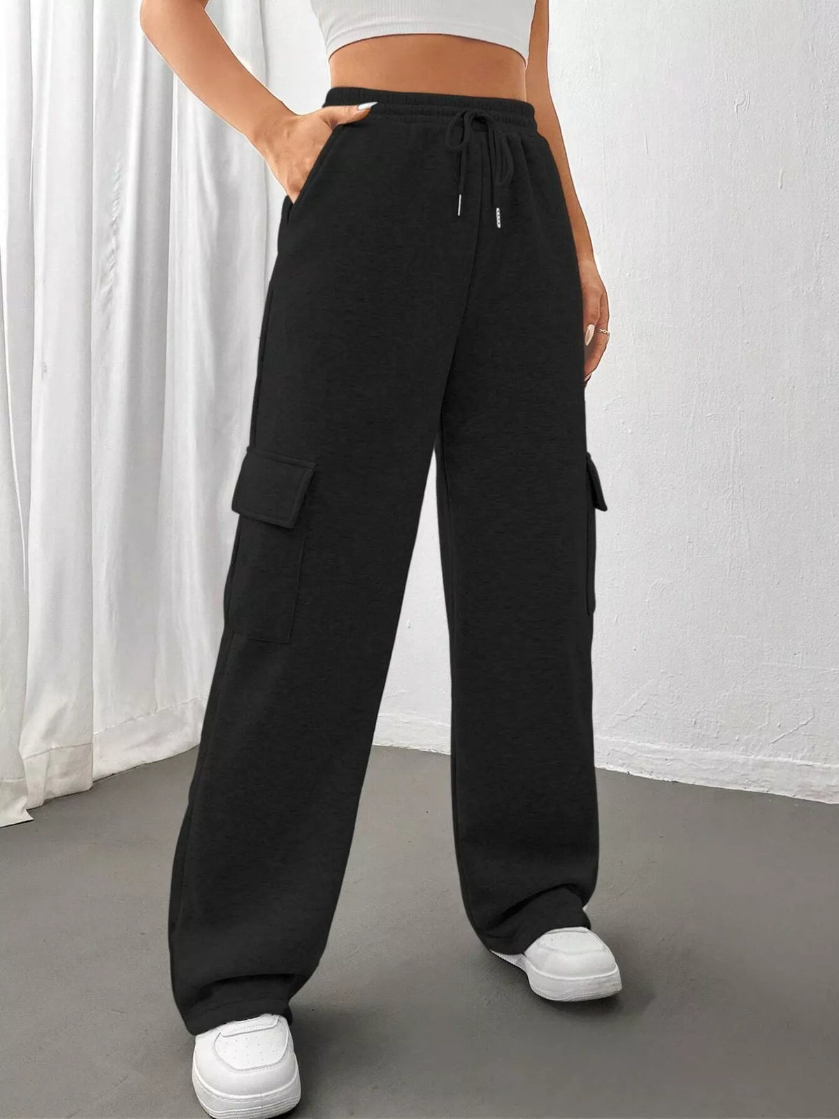 Relaxed Fit Drawstring Waist Pants