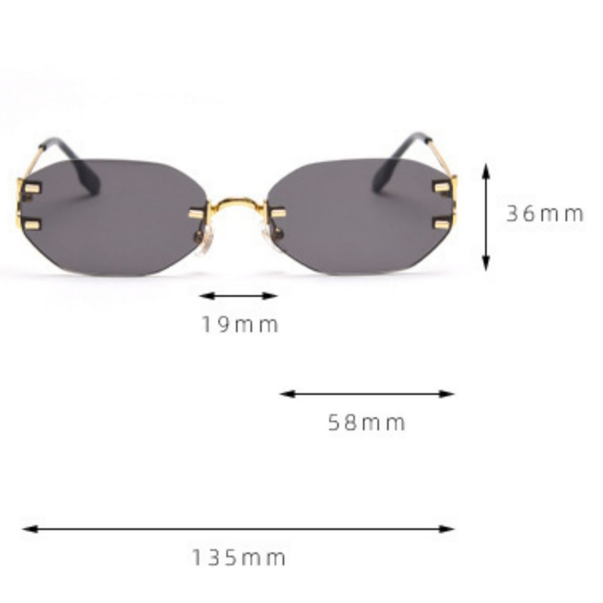 Ilussa Rimless Oval Sunglasses in gold