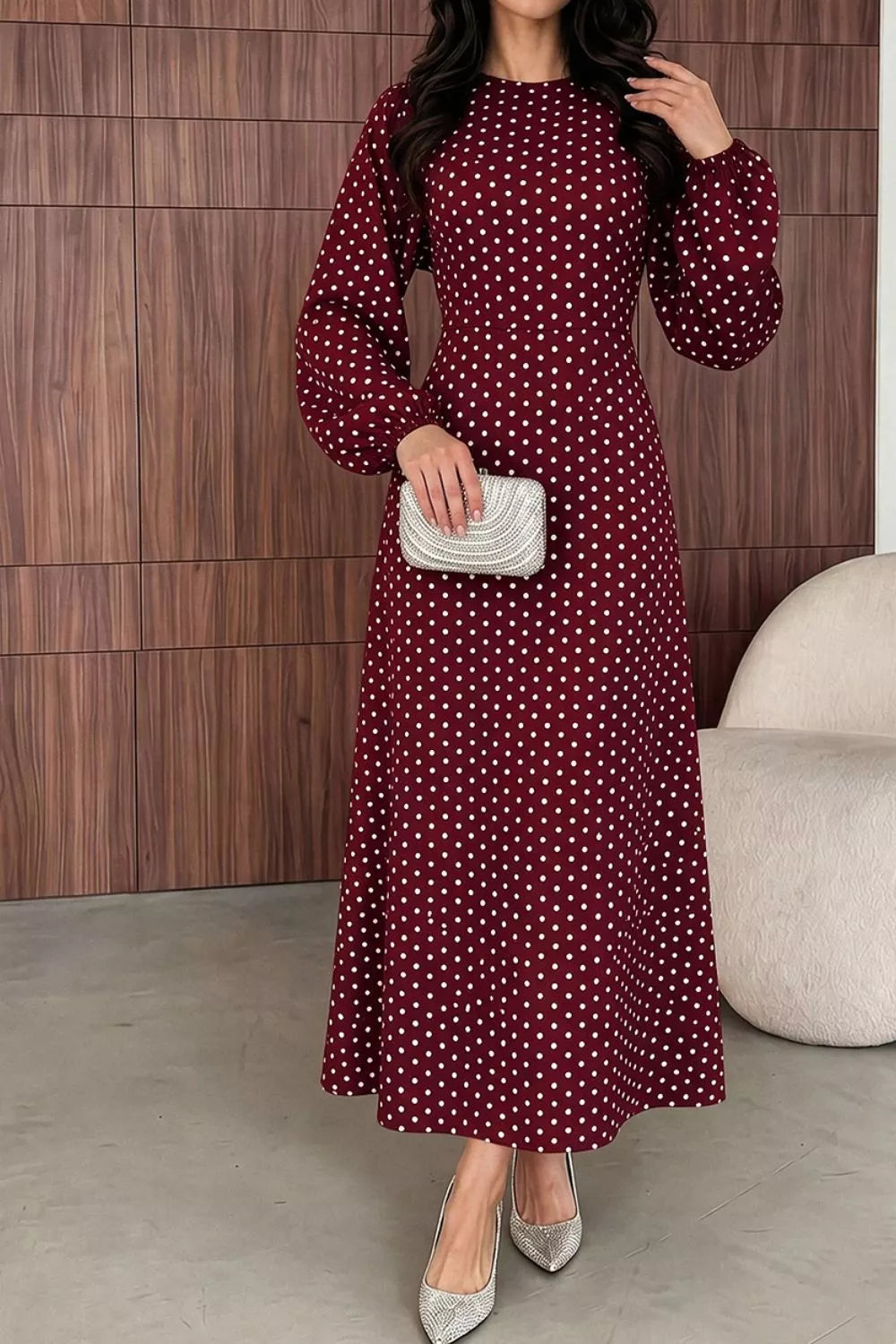 Polka Dot Tie-Waist Maxi Dress