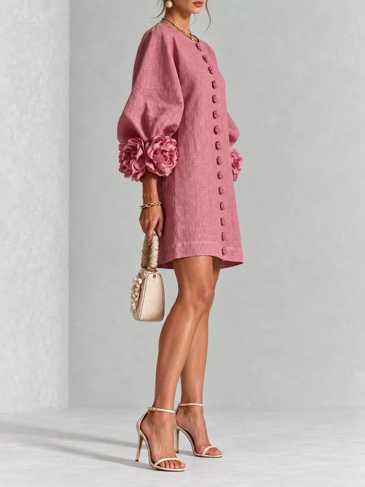 3D Floral Applique Mini Dress