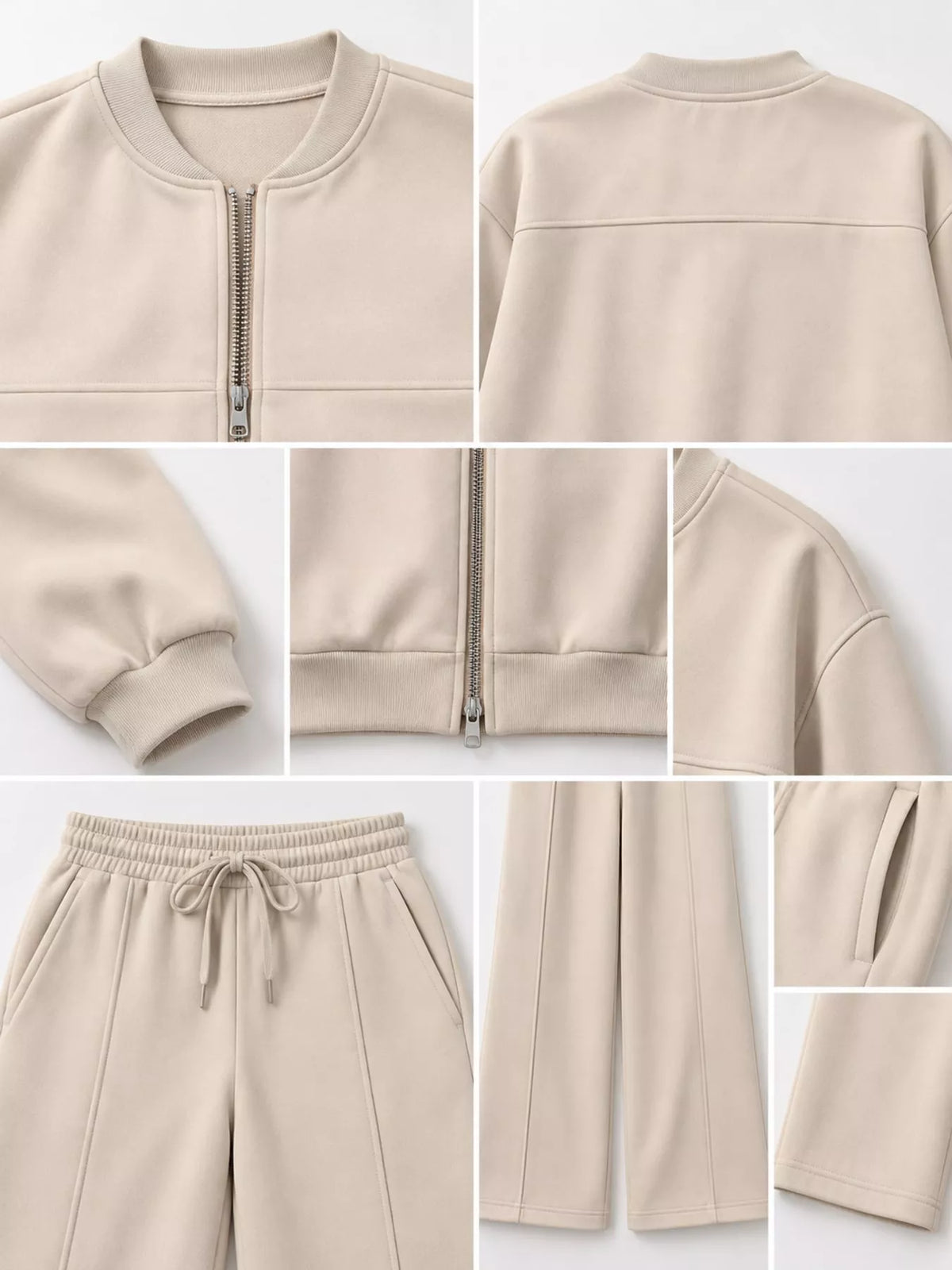 Zip-Up Jacket and Wide-Leg Sweatpants Set