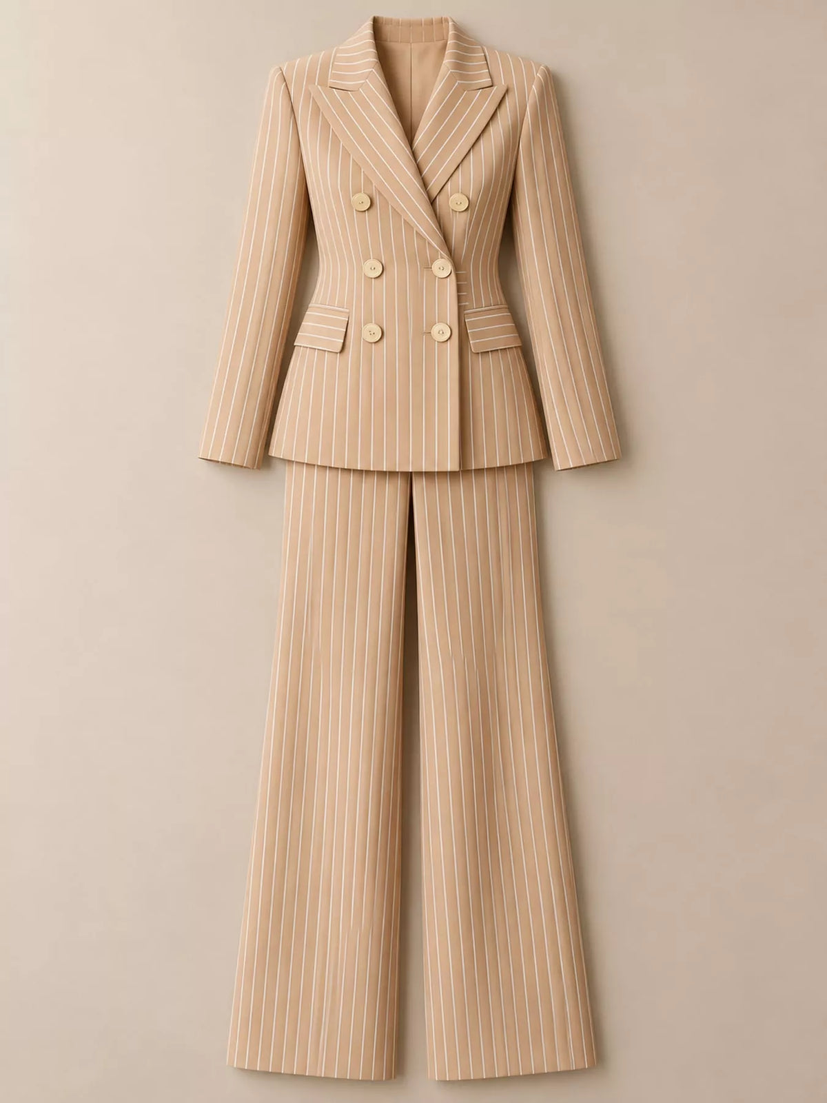 Double-Breasted Pinstripe Blazer and Pants Set