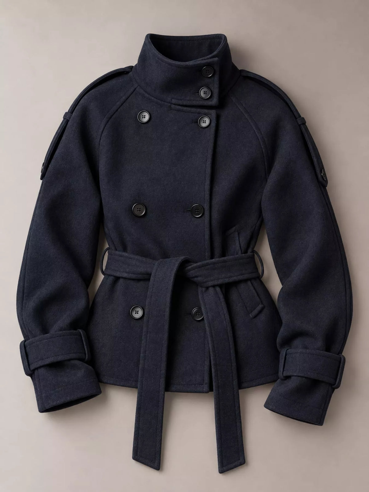 Double-Breasted Belted Thermal Coat
