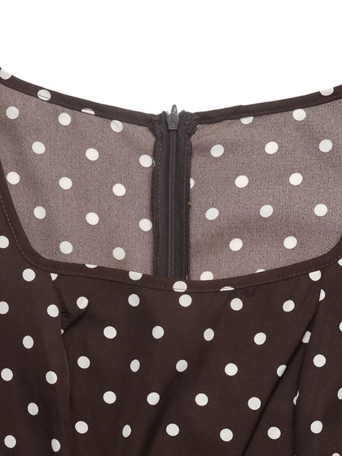 Polka Dot Square Neck Maxi Dress in Brown
