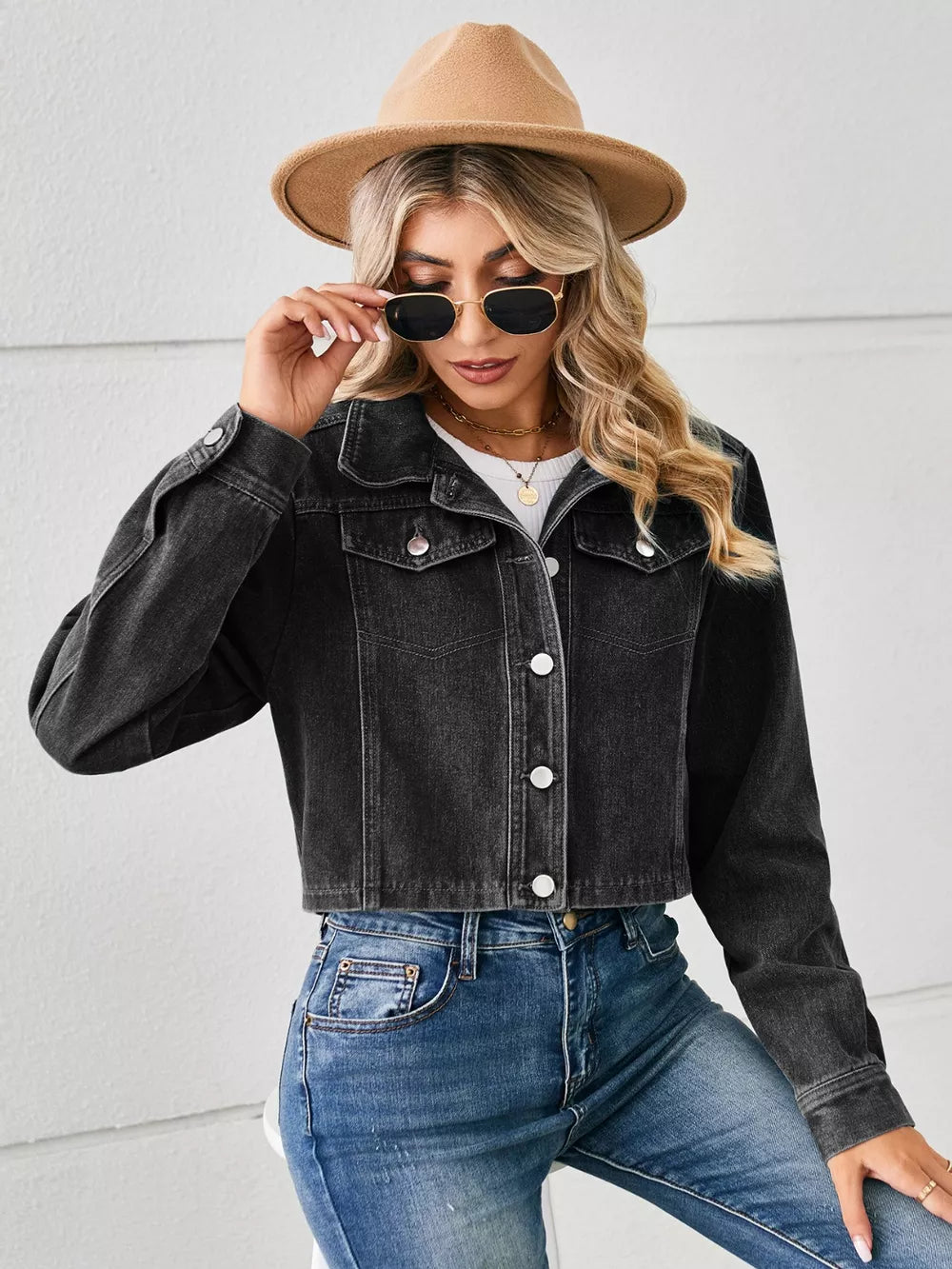Long Sleeve Button-Up Denim Jacket by Manny