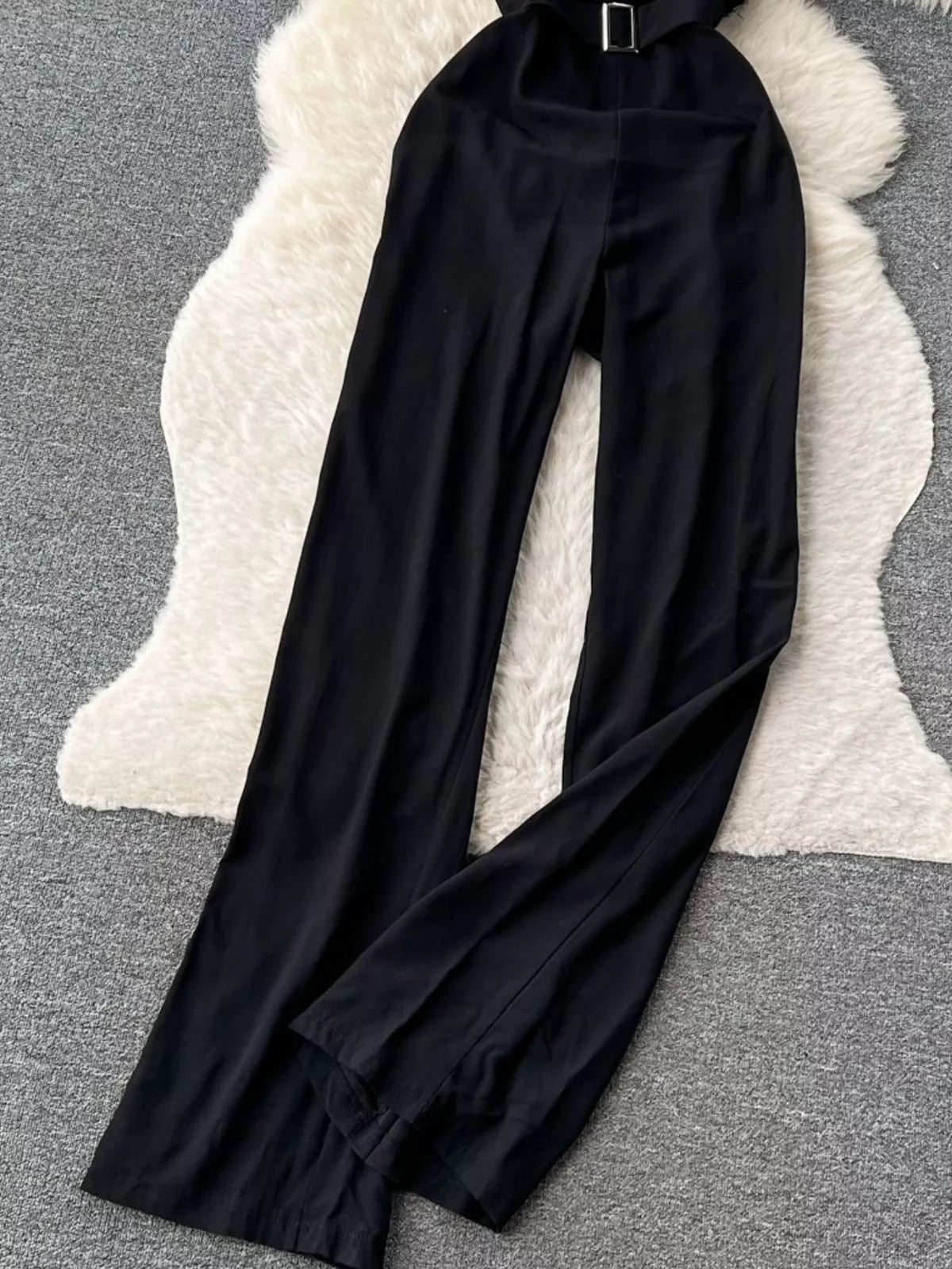 Feather-Trim Strapless Wide Leg Jumpsuit