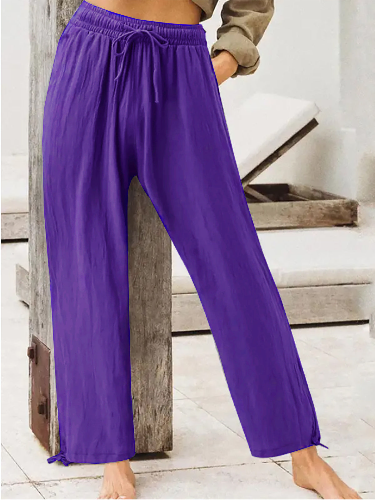 Casual Drawstring Wide Leg Pants